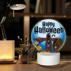 Round Acrylic Night Light, A Halloween Poster With A Witch -Cute Night Light Shop 3b80a15149fe6efd9397c9e42428885557aec34c