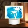 Rectangular Acrylic Night Light, A Blue And White Painting Of A Palm Tree. -Cute Night Light Shop 3bd4abd44fd839f08dbca0af597145bb9cfcb0b8