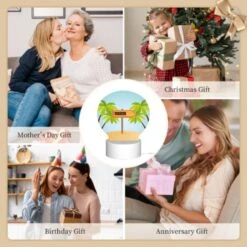 Round Acrylic Night Light, A Sign For Miami Beach Is In Front Of Palm Trees. -Cute Night Light Shop 3bd76f2cae26762a3c3391fdf545184f8b4f7c10