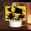 Rectangular Acrylic Night Light, A Black And White Image Of A Bird Flying In Front Of A Yellow Flag.