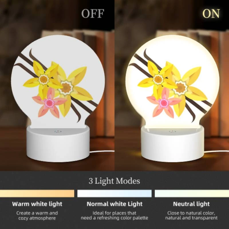Round Acrylic Night Light, A yellow flower with a pink center is surrounded by other yellow flowers. Round Acrylic Night Light, A Yellow Flower With A Pink Center Is Surrounded By Other Yellow Flowers. -Cute Night Light Shop 3cb97c2d9ace9b0c23a3e5a42bcc075ae96ccb50