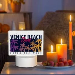 Rectangular Acrylic Night Light, A Surfboard With A Picture Of A Beach And The Words "Catch The Wave" On It. -Cute Night Light Shop 3db761c77eff3c723af6d9c0b65cb5058ce3b5be