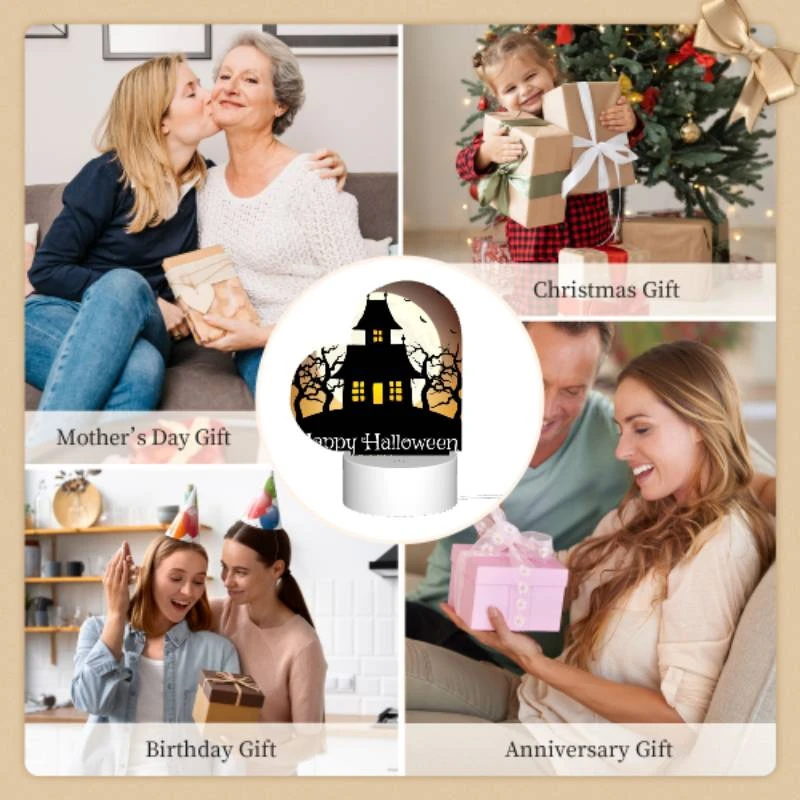 Love Acrylic Night Light, A Halloween poster with a haunted house and bats. Love Acrylic Night Light, A Halloween Poster With A Haunted House And Bats. -Cute Night Light Shop 3e1ca7c7e2f076d49a967a8aae3802239a799c56