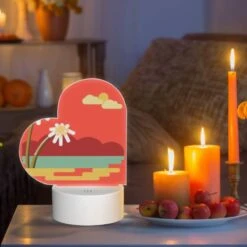 Love Acrylic Night Light, A Red And Yellow Sunset With Two White Flowers. -Cute Night Light Shop 3f30291acb656003c80e066e14e3c8fad4af7c22