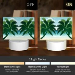 Rectangular Acrylic Night Light, Two Palm Trees Are On The Beach -Cute Night Light Shop 3f418efa1fa715272f689b999c41e31513165461