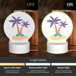 Round Acrylic Night Light, A Cartoon Drawing Of A Palm Tree On A Sandy Beach. 4 Round Acrylic Night Light, A Cartoon Drawing Of A Palm Tree On A Sandy Beach. -Cute Night Light Shop 3f91835c6657397d25470948452f20c75b15f3ee