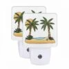 Night Light Set Of 2, A Cartoon Drawing Of A Tropical Island With Two Palm Trees And A Sun. 2 Night Light Set Of 2, A Cartoon Drawing Of A Tropical Island With Two Palm Trees And A Sun. -Cute Night Light Shop 3fbffeb769c8daa6e59896138388e88f06c57efc