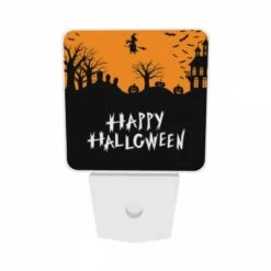 Night Light Set Of 2, A Halloween Poster With A Witch Flying Over A Hill Of Pumpkins. -Cute Night Light Shop 3feaf2e13f7bdf03539ba9275709e4288651ec2a