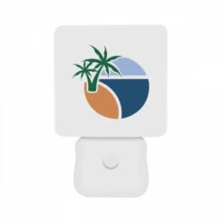 Night Light Set Of 2, A Green Palm Tree Is Growing Out Of A Blue Circle. -Cute Night Light Shop 400d7de52d5c09c069af2260af08d73bc89cd7cf