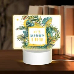 Rectangular Acrylic Night Light, A Colorful Drawing Of A Palm Tree With The Words "It's Summer Time" Written Underneath It.