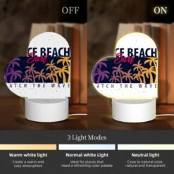 Love Acrylic Night Light, A Surfboard With A Picture Of A Beach And The Words "Catch The Wave" On It. -Cute Night Light Shop 41b74fee0a49d00e19cbb305089f1733852ba0bf