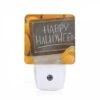 Night Light, A Chalkboard Sign That Says "Happy Halloween" Is Placed In Front Of A Pile Of Pumpkins.
