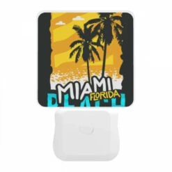 Night Light, A Colorful Poster Of Palm Trees And The Words "Miami Florida Beach.". -Cute Night Light Shop 4404c39bda5c1136441d8c81acd75604ba3f0f2c