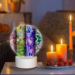 Round Acrylic Night Light, Four Different Colored Paintings Of Flowers. -Cute Night Light Shop 440cf152a66b9c7ebe568d2ba4a05a659b04b222