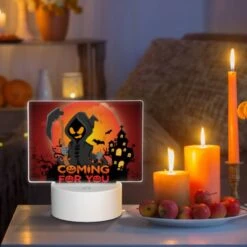 Rectangular Acrylic Night Light, A Halloween Themed Poster With A Skeleton Holding A Scythe. -Cute Night Light Shop 4470ff7938c1b42f87ddd4a8e6ba6866fbf2408f