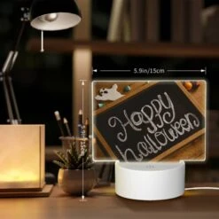 Rectangular Acrylic Night Light, A Chalkboard With The Words "Happy Halloween" Written On It. -Cute Night Light Shop 44ae610a1174a133975dcf553c009786dfb4b8d4