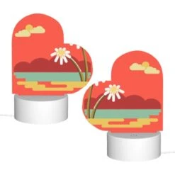 Love Acrylic Night Light, A Red And Yellow Sunset With Two White Flowers. -Cute Night Light Shop 44cd052d26b2e227d3bb520115c89eb353117b7f