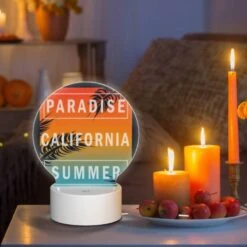 Round Acrylic Night Light, A Colorful Poster Advertising Paradise California Summer. -Cute Night Light Shop 44ec57f18b8b47c17c5ae4ba14dc412dbf88d074