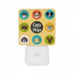 Night Light Set Of 2, A Collection Of Cat And Dog Images Are Displayed In A Circle. -Cute Night Light Shop 44fa4be9a299c1a48c2deb933a1c1d1988f53a9d