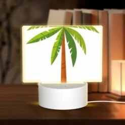 Rectangular Acrylic Night Light, A Green And Orange Palm Tree.