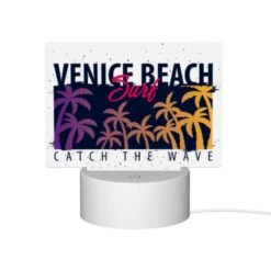 Rectangular Acrylic Night Light, A Surfboard With A Picture Of A Beach And The Words "Catch The Wave" On It. -Cute Night Light Shop 45f6c9ad37ed09e90183905fb740ca5e2fd5f303