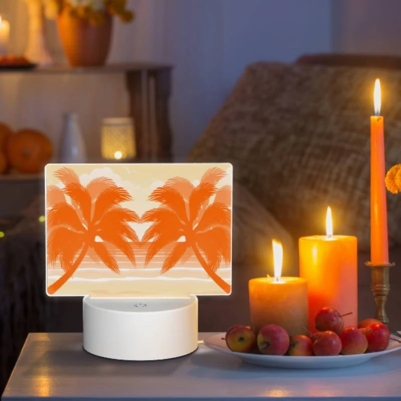 Rectangular Acrylic Night Light, A colorful beach scene with palm trees and a sunset. Rectangular Acrylic Night Light, A Colorful Beach Scene With Palm Trees And A Sunset. -Cute Night Light Shop 46a6de078b3f4a26f89e7d0fb3ebc6328091ce82