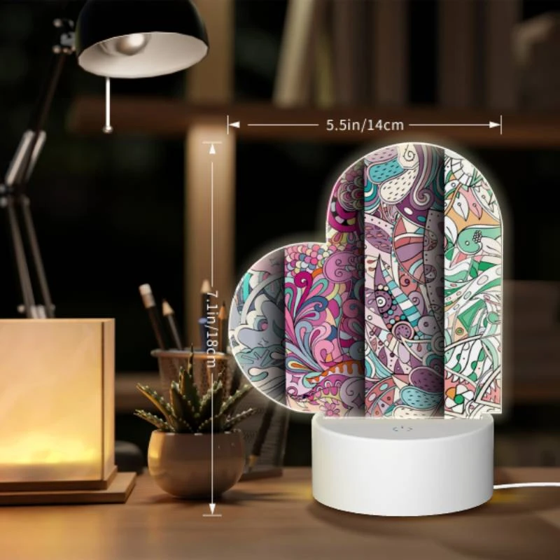 Love Acrylic Night Light, Three colorful and intricate designs are displayed side by side. Love Acrylic Night Light, Three Colorful And Intricate Designs Are Displayed Side By Side. -Cute Night Light Shop 46e6d06957a1bab52f3e1aa27a378f4b7906303f