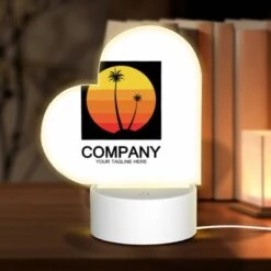 Front Page 1 Love Acrylic Night Light, A Logo For A Company That Features A Sun And Two Palm Trees.