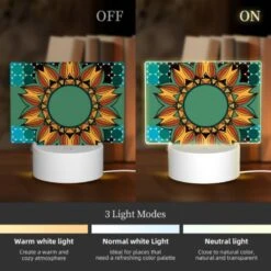 Rectangular Acrylic Night Light, A Colorful Sunflower With A Green Center. -Cute Night Light Shop 475f2fb8e95cb297f21ae8f839c32135d1835431