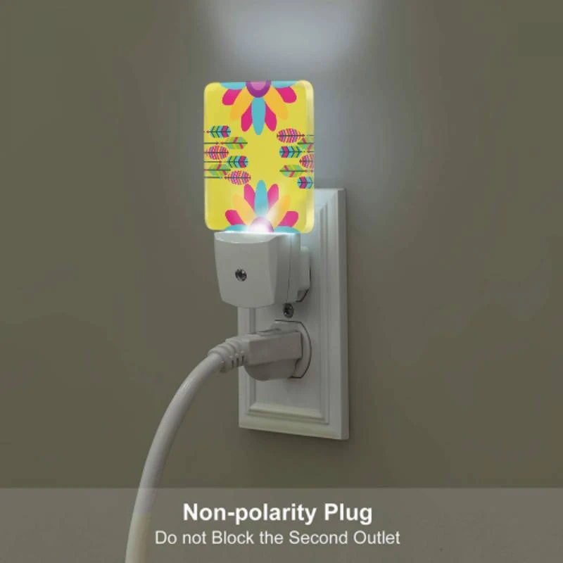 Night Light Set of 2, A colorful flower with a purple center and yellow petals. Night Light Set Of 2, A Colorful Flower With A Purple Center And Yellow Petals. -Cute Night Light Shop 47c674909d7430b4081318cab3403589765008de