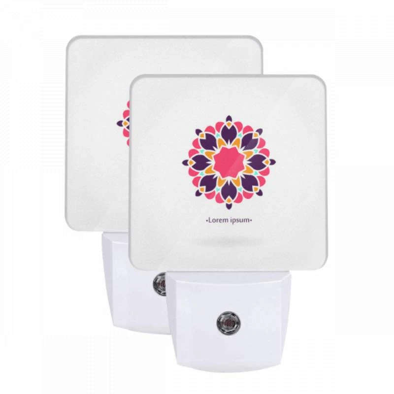 Night Light Set of 2, A colorful flower with a pink center and purple petals. Night Light Set Of 2, A Colorful Flower With A Pink Center And Purple Petals. -Cute Night Light Shop 481c8829ef22e00fe024d80e0795c51149974814