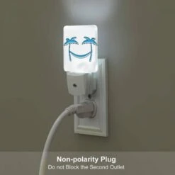 Night Light Set Of 2, A Blue And White Smiley Face With Two Palm Trees On Either Side. -Cute Night Light Shop 481fa319312a692123c2b6cc4dc1aeb4b1fdae75