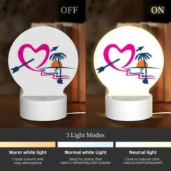 Round Acrylic Night Light, A Heart With An Arrow Through It And A Palm Tree. 4 Round Acrylic Night Light, A Heart With An Arrow Through It And A Palm Tree. -Cute Night Light Shop 48dbd04722938ecc66ae434ad9b308272b788a8f