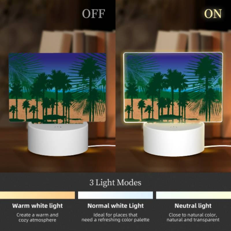 Rectangular Acrylic Night Light, A beach scene with palm trees and a boat. Rectangular Acrylic Night Light, A Beach Scene With Palm Trees And A Boat. -Cute Night Light Shop 48fb2af2c1e93c6544534ec9e283d0494a124503