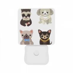 Night Light Set Of 2, Four Different Colored Dogs Are Shown In A Row. -Cute Night Light Shop 493324b6275d74fe84824ebac0c507f95b255bd7