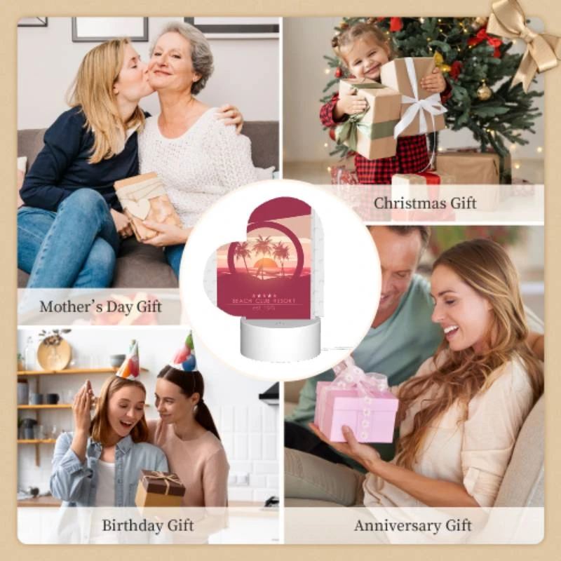 Love Acrylic Night Light, A poster of a beach resort with a sunset in the background. Love Acrylic Night Light, A Poster Of A Beach Resort With A Sunset In The Background. -Cute Night Light Shop 493a39b82c0239a06ede871d50320c1f62ce62f4