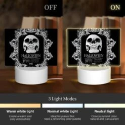 Rectangular Acrylic Night Light, A Poster For Halloween With A Skeleton On It. -Cute Night Light Shop 49aee352e32d912f54df700e321083733a713eae