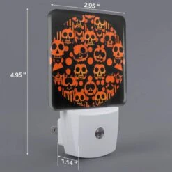 Night Light, A Round Orange And Black Design With Many Skulls And Pumpkins On It. -Cute Night Light Shop 49f470f5ff625e9576764f4e200f7e38ea524ff9