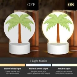 Round Acrylic Night Light, A Green And Brown Palm Tree. -Cute Night Light Shop 4a3c3ef4a27869719e7f0c4949590755a877d82c