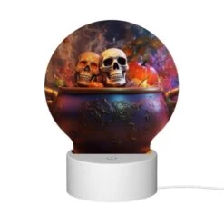 Round Acrylic Night Light, A Bowl Of Fruit And Vegetables With Two Skeleton Heads On Top. -Cute Night Light Shop 4a697742a28c03c89e80d682b1a5f365b9046a6b