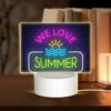 Rectangular Acrylic Night Light, A Neon Sign That Says "We Love Summer".
