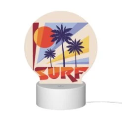 Round Acrylic Night Light, A Colorful Surfboard Logo With A Sun And Palm Trees. -Cute Night Light Shop 4ad0ae6f889da875c1ab416dfd50290c73d14d74