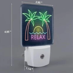 Night Light, A Neon Sign That Says "Relax" With Palm Trees In The Background. 3 Night Light, A Neon Sign That Says "Relax" With Palm Trees In The Background. -Cute Night Light Shop 4b49f983012ebc8c99bd6702291528a51c45aa28
