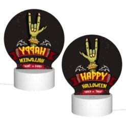 Round Acrylic Night Light, A Happy Halloween Sign With A Hand Giving The Middle Finger. -Cute Night Light Shop 4c662ee2ddb0da0ba14c715fe9165b5a3eaff76a