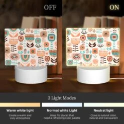Rectangular Acrylic Night Light, A Colorful Floral Pattern With Orange -Cute Night Light Shop 4c87d7a446c29539cd3d0244762626d7fc3f8481