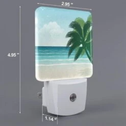 Night Light, A Palm Tree Is On A Beach With A Blue Ocean In The Background. -Cute Night Light Shop 4cdb4425b70794a8e1206bc8f565a64609c6e5aa