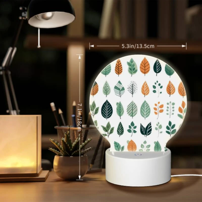 Round Acrylic Night Light, A collection of leaves in different colors. Round Acrylic Night Light, A Collection Of Leaves In Different Colors. -Cute Night Light Shop 4d1e5fb4e474f032363e699e0b45bc9e263fa6cb