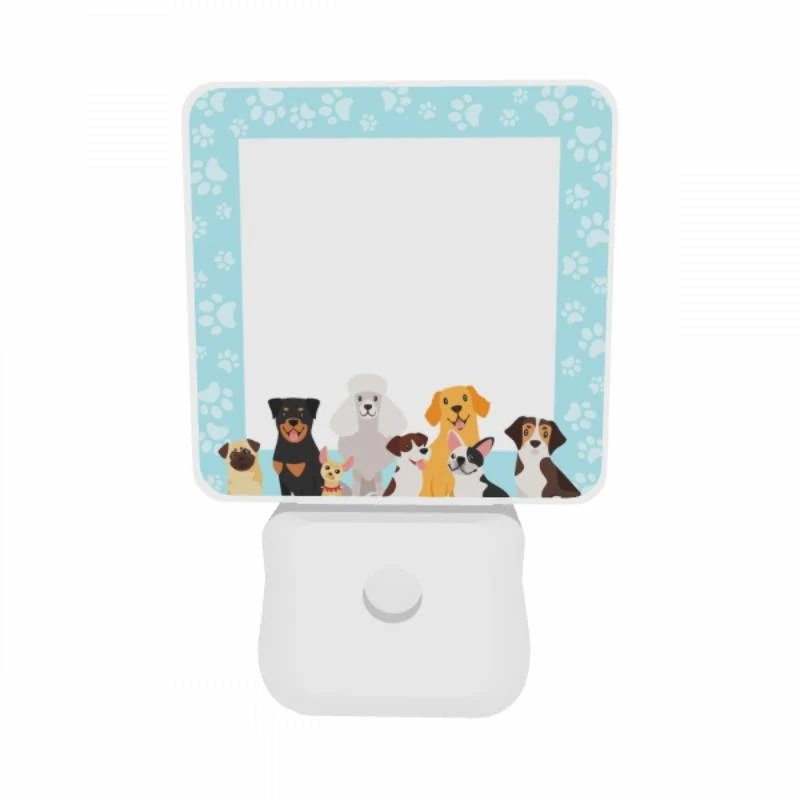 Night Light Set of 2, A group of dogs and a cat are standing in front of a white frame. Night Light Set Of 2, A Group Of Dogs And A Cat Are Standing In Front Of A White Frame. -Cute Night Light Shop 4d4fc52eafd389f385f77c41a3dde3b258df2b19