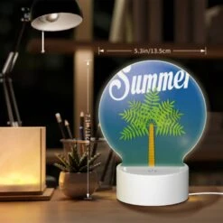 Round Acrylic Night Light, A Green Palm Tree With Yellow Trunk. -Cute Night Light Shop 4d66dc2ea67a01709e92fbd44503e02fe9ad83d8