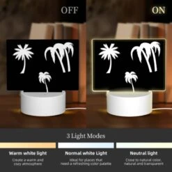 Rectangular Acrylic Night Light, Three Palm Trees Are Shown In Silhouette Against A Black Background. -Cute Night Light Shop 4e0a5edfaf10e953420f97b9194eaacbbaa0193e